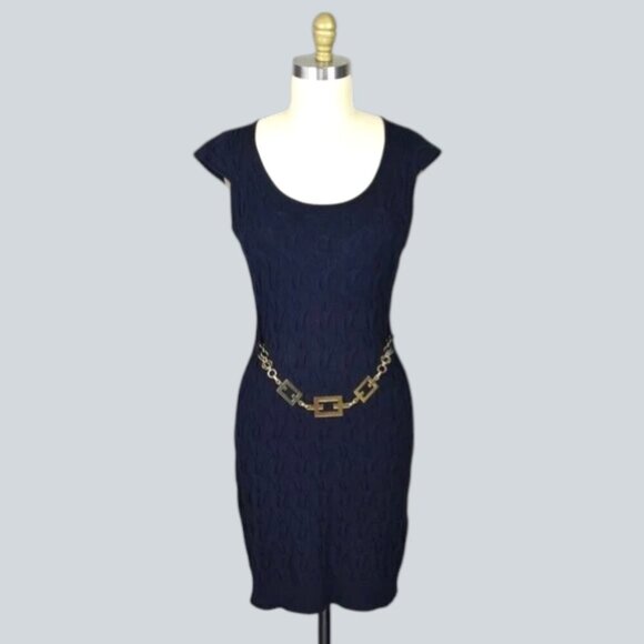 Milly of New York Dresses & Skirts - MILLY NAVY CABLE KNIT CHAIN SWEATER DRESS